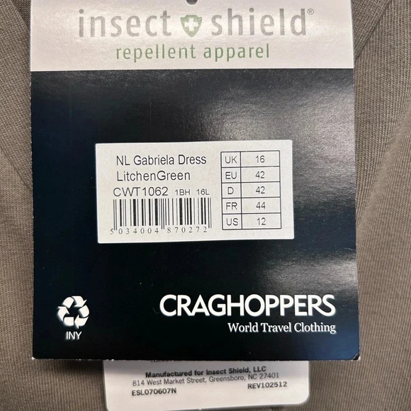 Craghoppers Nosilife Gabriela Jersey Insect Shield Repellent UPD40+ Dress NWT - Picture 9 of 13